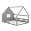 Full Size Wood House Bed with Window and Fence  Gray - Korvel
