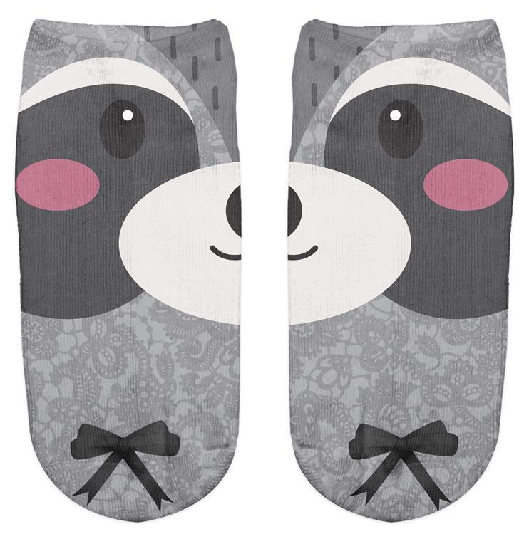 Calcetines invisibles para mujer con estampado de animales en 3D