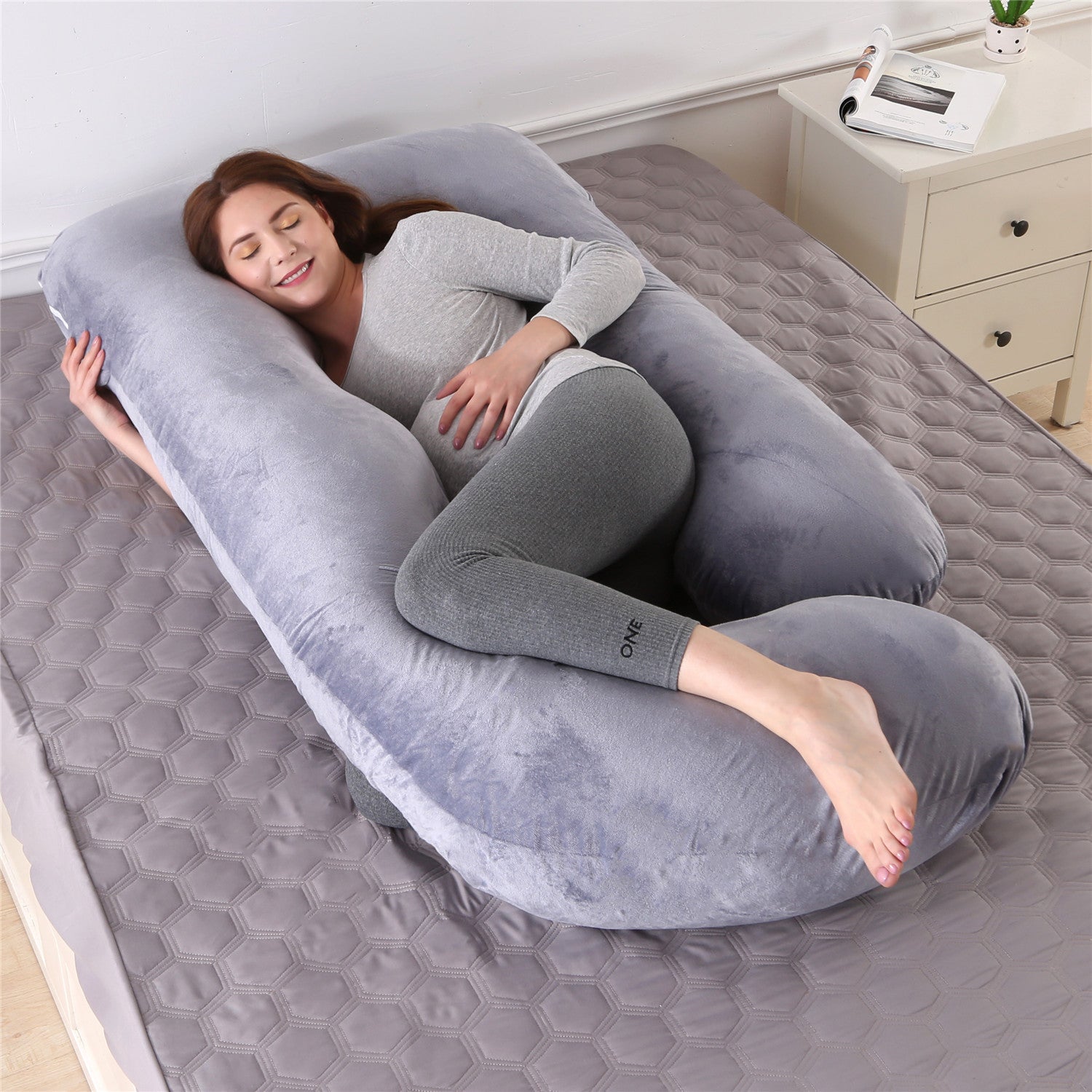 Pregnant women's detachable crystal velvet G-type side lying waist protection pillow - Korvel