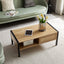 40.16" Rattan Coffee table, sliding door for storage, metal legs, Modern table for living room , natural - Korvel