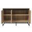 Engraved 3-door side panel with LED, self-service cabinet storage cabinet, modern coffee bar cabinet with adjustable shelf - Korvel