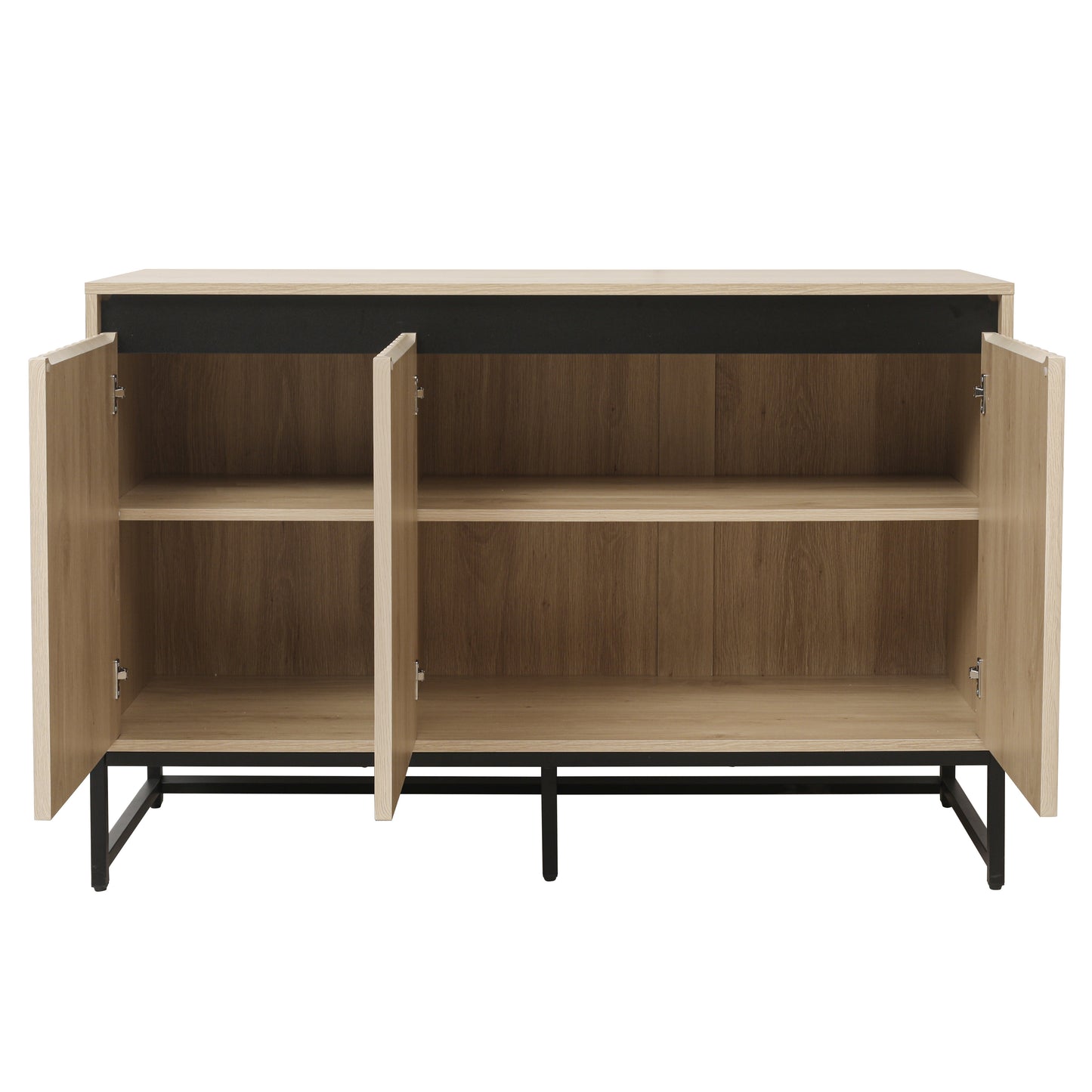 Engraved 3-door side panel with LED, self-service cabinet storage cabinet, modern coffee bar cabinet with adjustable shelf - Korvel