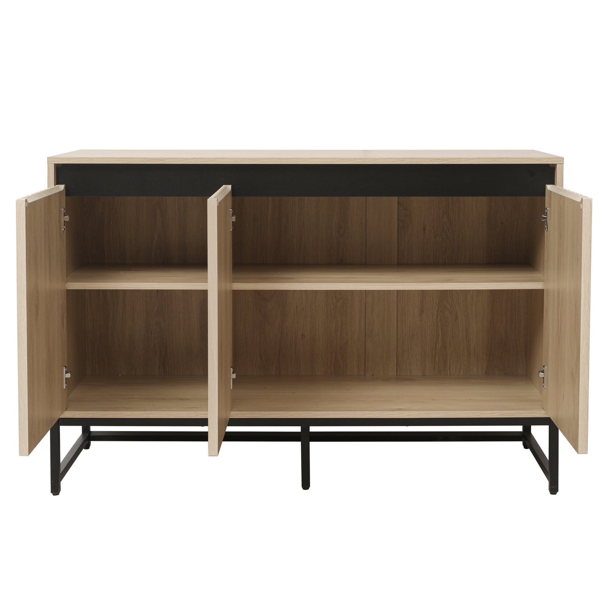 Engraved 3-door side panel with LED, self-service cabinet storage cabinet, modern coffee bar cabinet with adjustable shelf - Korvel