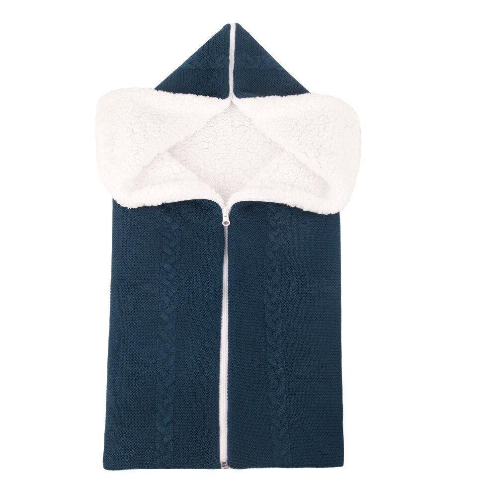 Baby Sleeping Bag Newborn Winter Warm Infant Button Knit Swaddle Wrap Swaddling Stroller  Toddler Blanket Envelope Sleepsacks - Korvel
