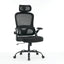 High backrest mesh office chair with 3D armrests, rotating computer task chair with adjustable 2D headrest, tilt function black - Korvel