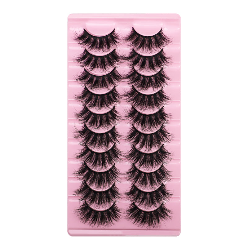 10 Pairs Of Messy Thick Imitation Mink Hair False Eyelashes 3D Stereo Realistic European And American Fried Hair False Eyelashes - Korvel