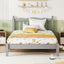 Twin Bed with Column-Decoration Headboard, with Bed Slats,Grey - Korvel