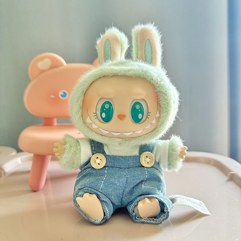 [Clothes Only] 1st/2nd generation Labubu clothes pendant Labubu sitting party baby clothes teddy bear suspenders cute pants - Korvel