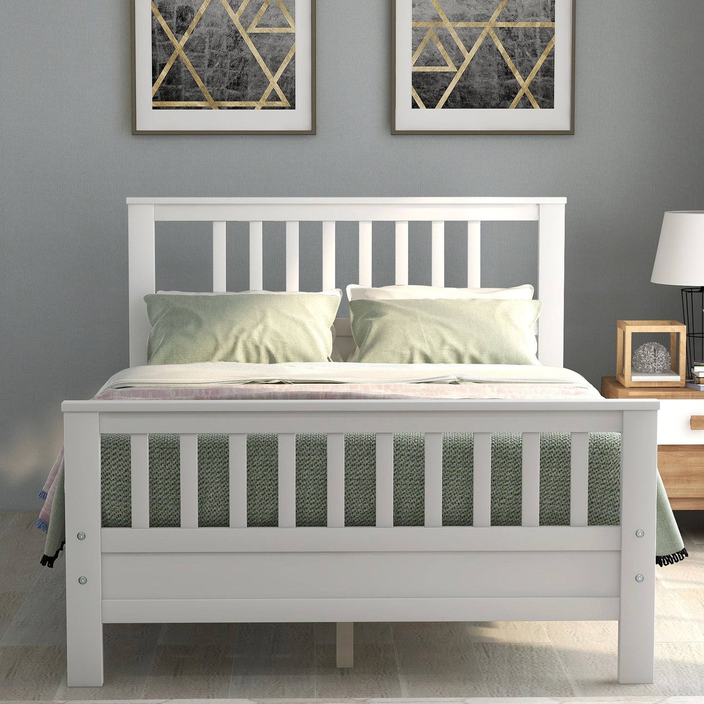 Wood Platform Bed with Headboard and Footboard  Full - Korvel