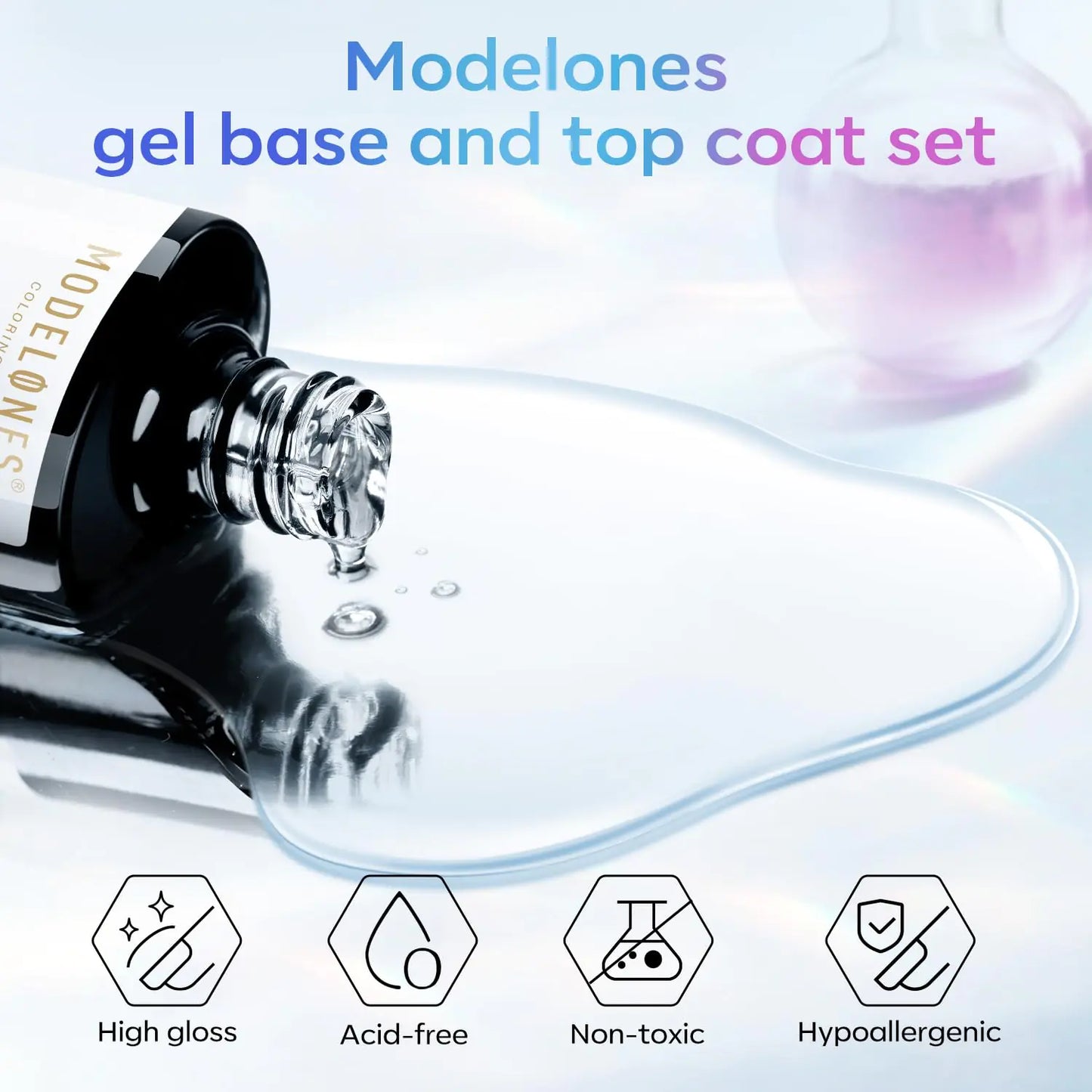 Modelones Gel Top Coat - 15 ml Premium Shine & Base Set