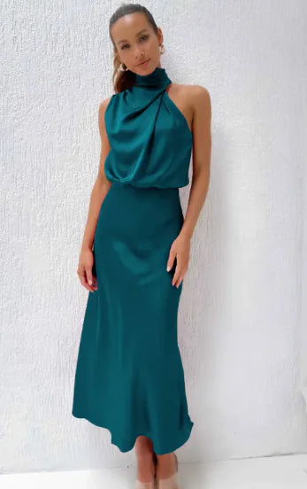 Elegant Women's Maxi Dress in Luxurious Satin