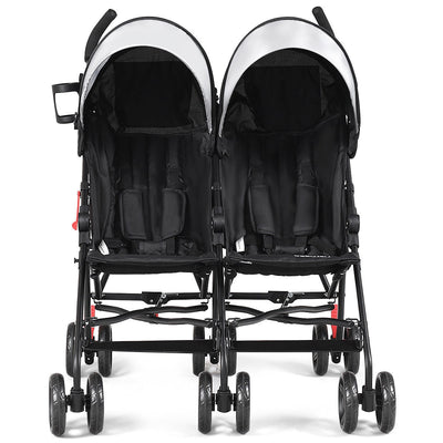 Cochecito Doble Plegable Ultraligero para Bebés - Negro