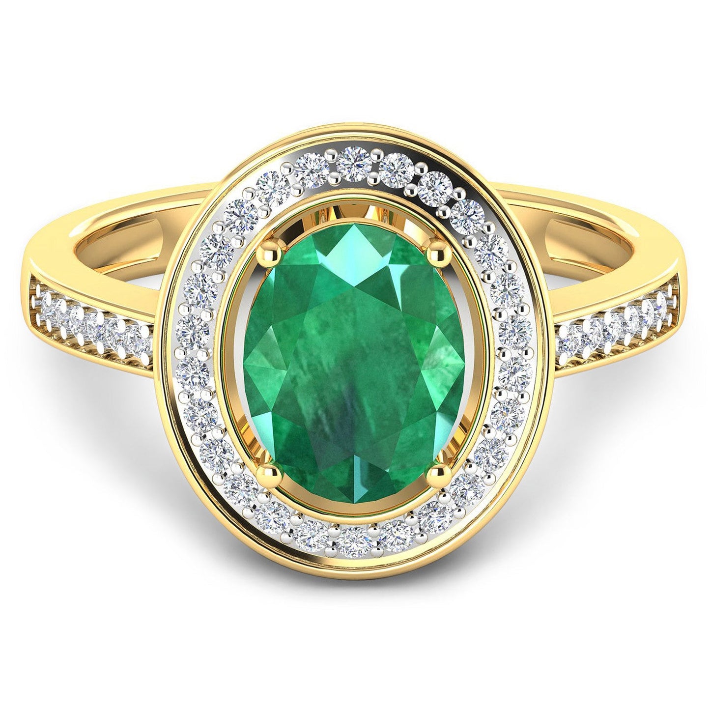 Anillo de Esmeralda Zambiana y Diamante Blanco de 1.87 Quilates