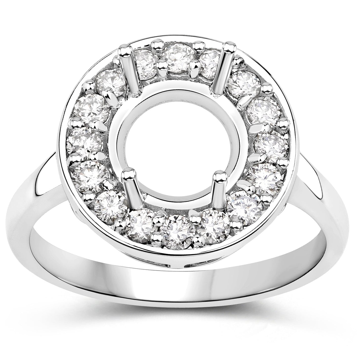 0.48 Carat White Diamond 14K White Gold Semi Mount Engagement Ring