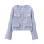 Veste Croppée Chic Décorée de Poches