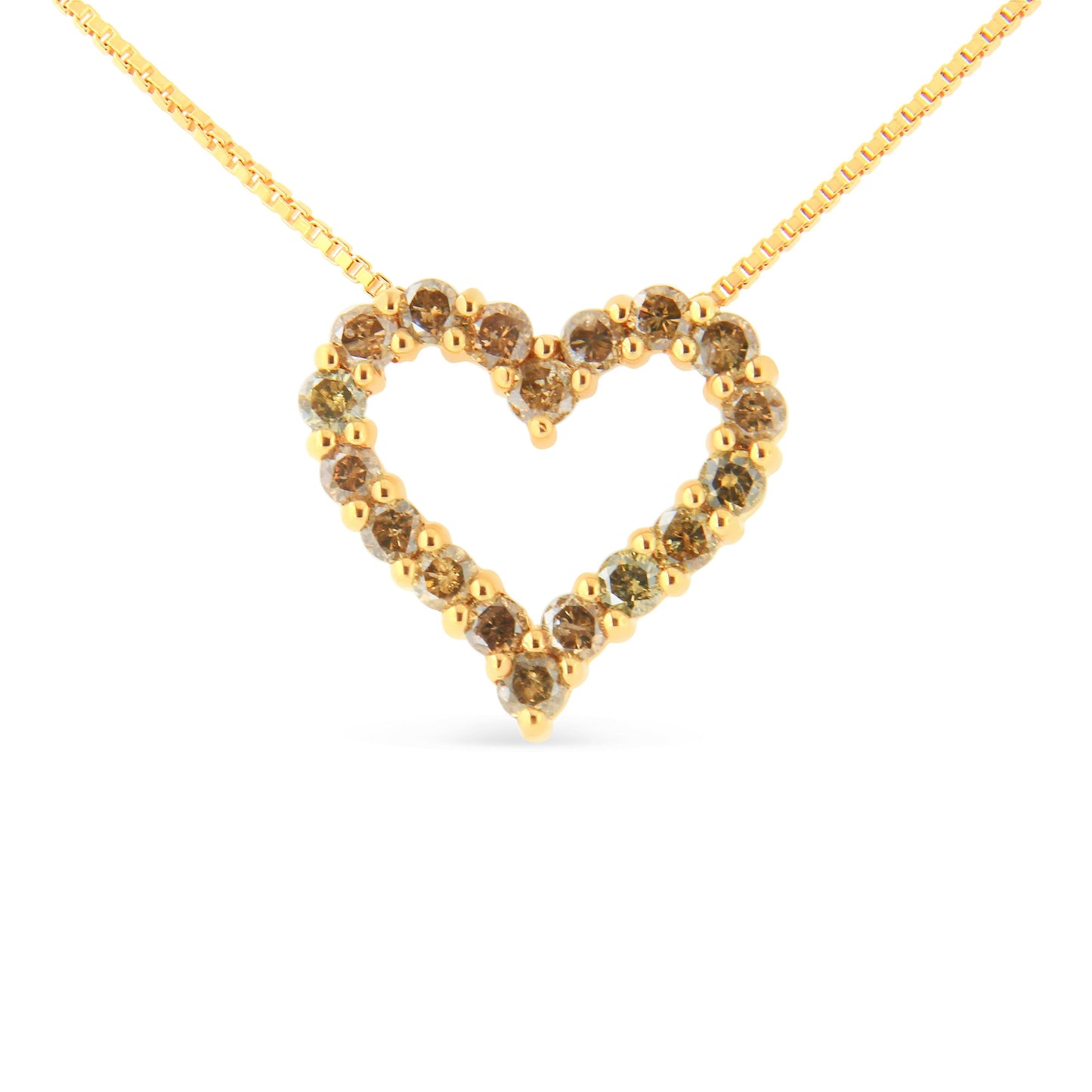 Collar con Colgante de Corazón Baño de Oro de 14K con Diamantes Champagne