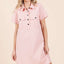 Vestido de Camisa de Manga Corta con Cuello y Detalle de Botones para Mujeres