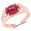 14K Rose Gold Plated Genuine Ruby & White Topaz Ring