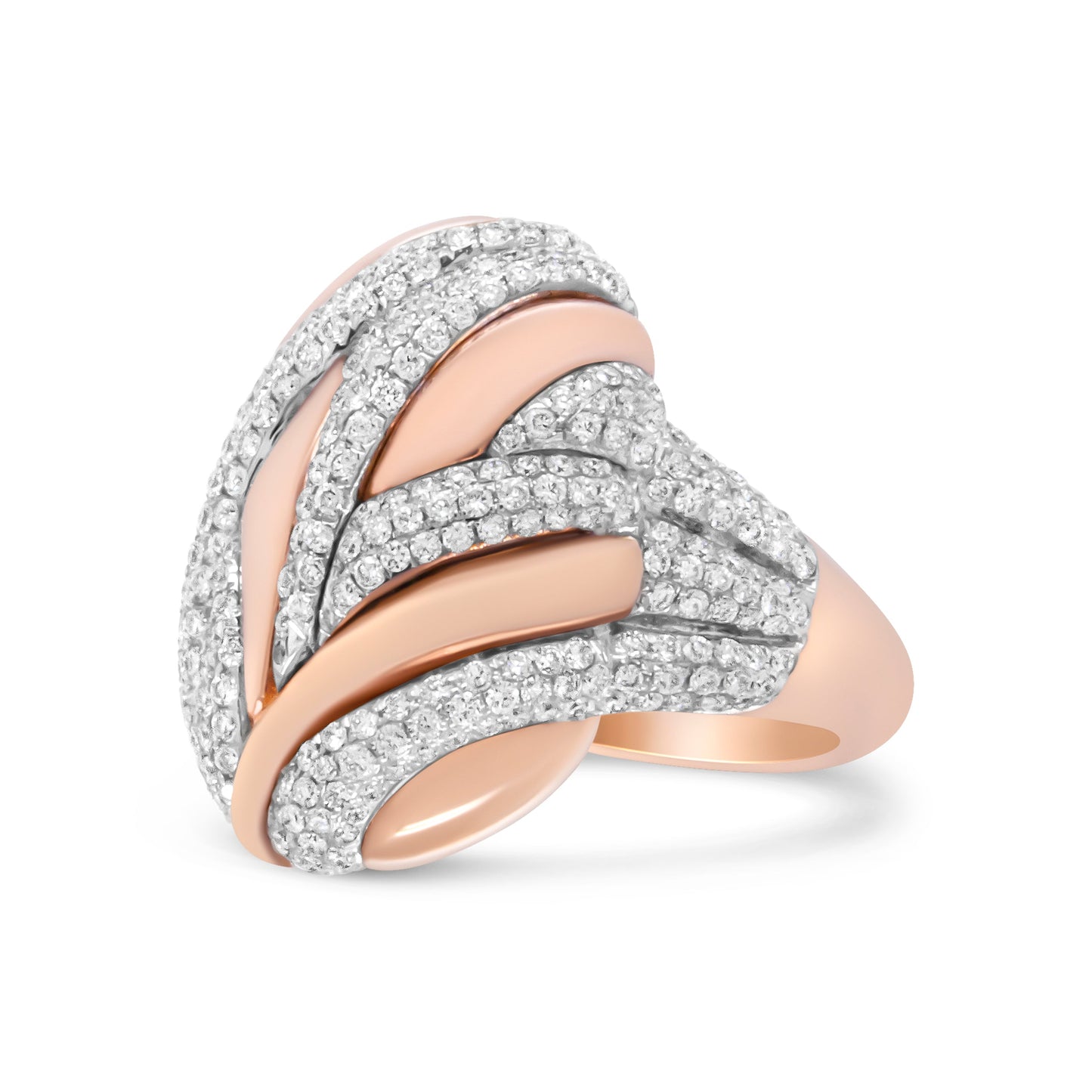 Anillo de cóctel de diamante texturizado en oro rosa y blanco de 18 quilates - Talla 6.5