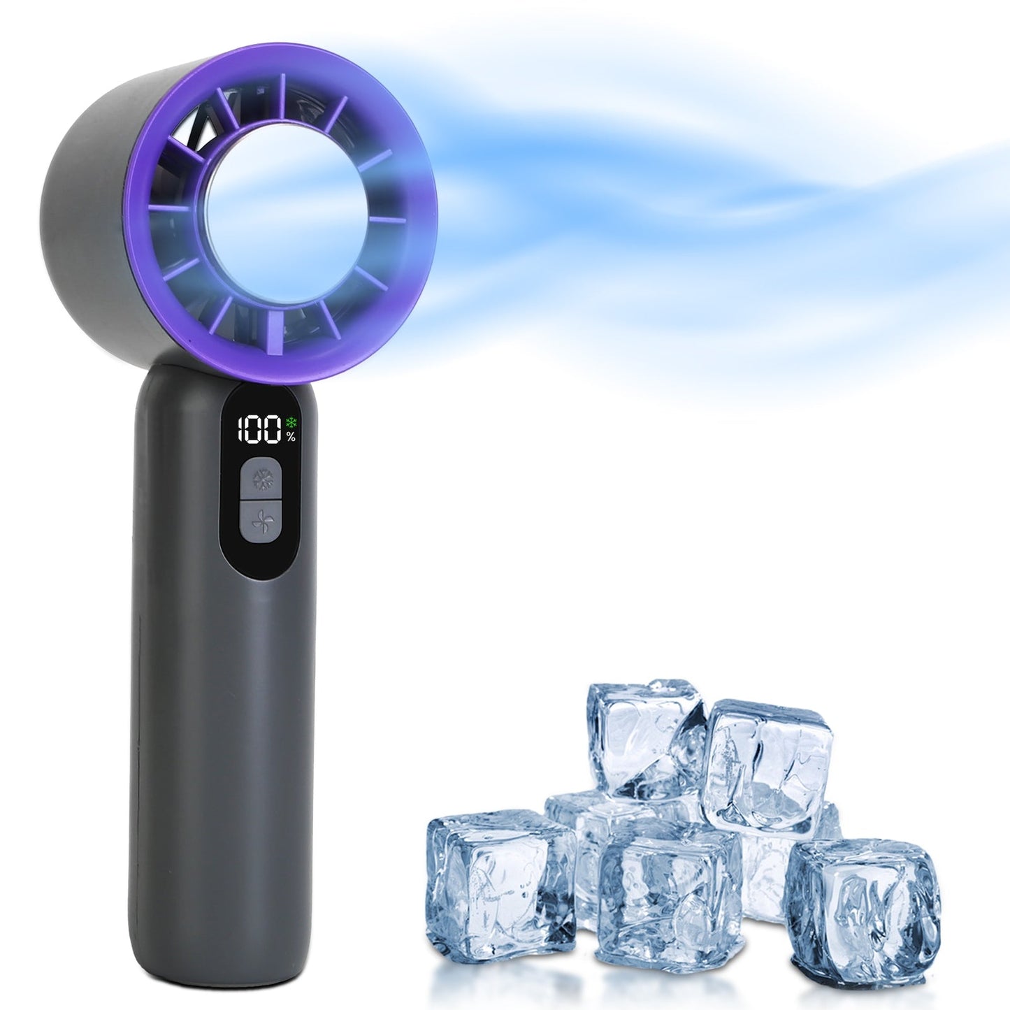 Ventilateur portable à main 100 vitesses avec refroidisseur à glace - Rechargeable et portable