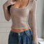 Ribbed Long Sleeve Crop T-Shirt