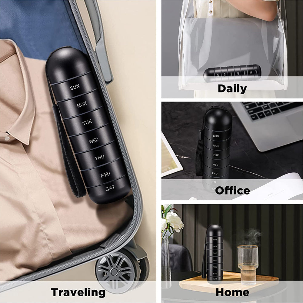 Premium Aluminum Alloy Weekly Pill Organizer - Waterproof Travel Case