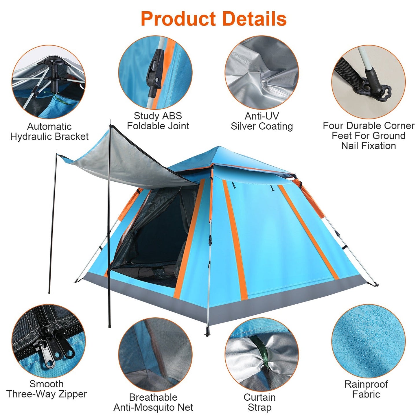 Tente de camping GBruno pour 4-5 personnes