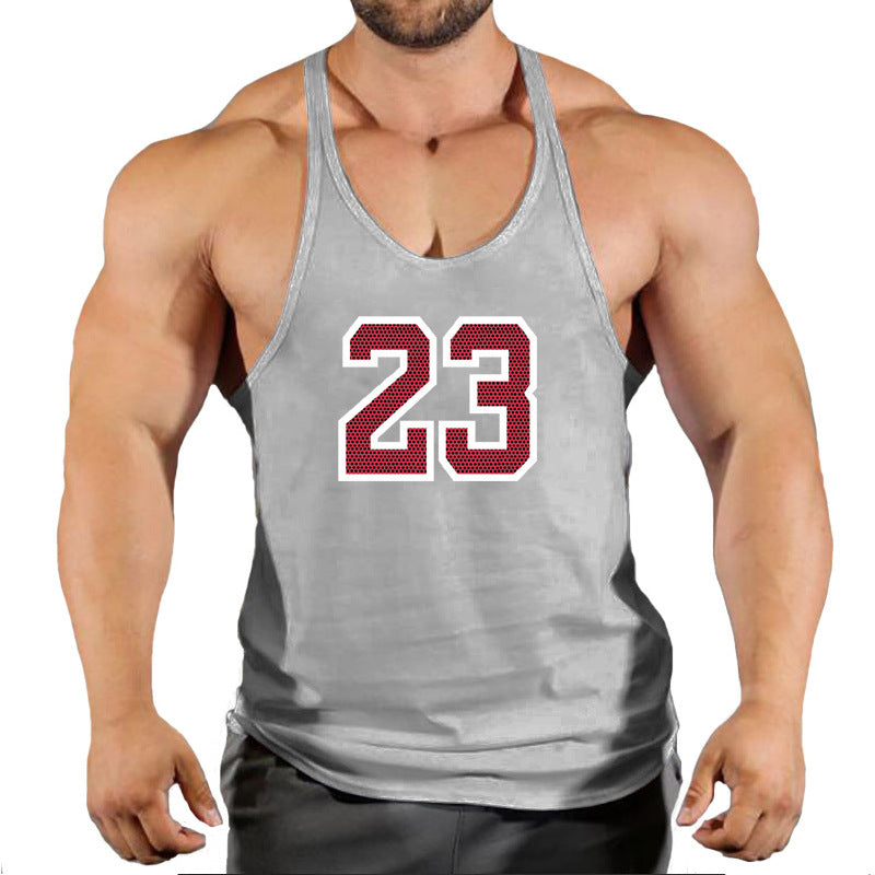 Sportswear vest men's round neck men's cotton vest loose shoulder sleeveless basketball suit - Korvel