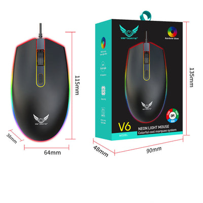 USB illuminated wired mouse, computer peripherals, e-sports games, colorful RGB scrolling light mouse - Korvel