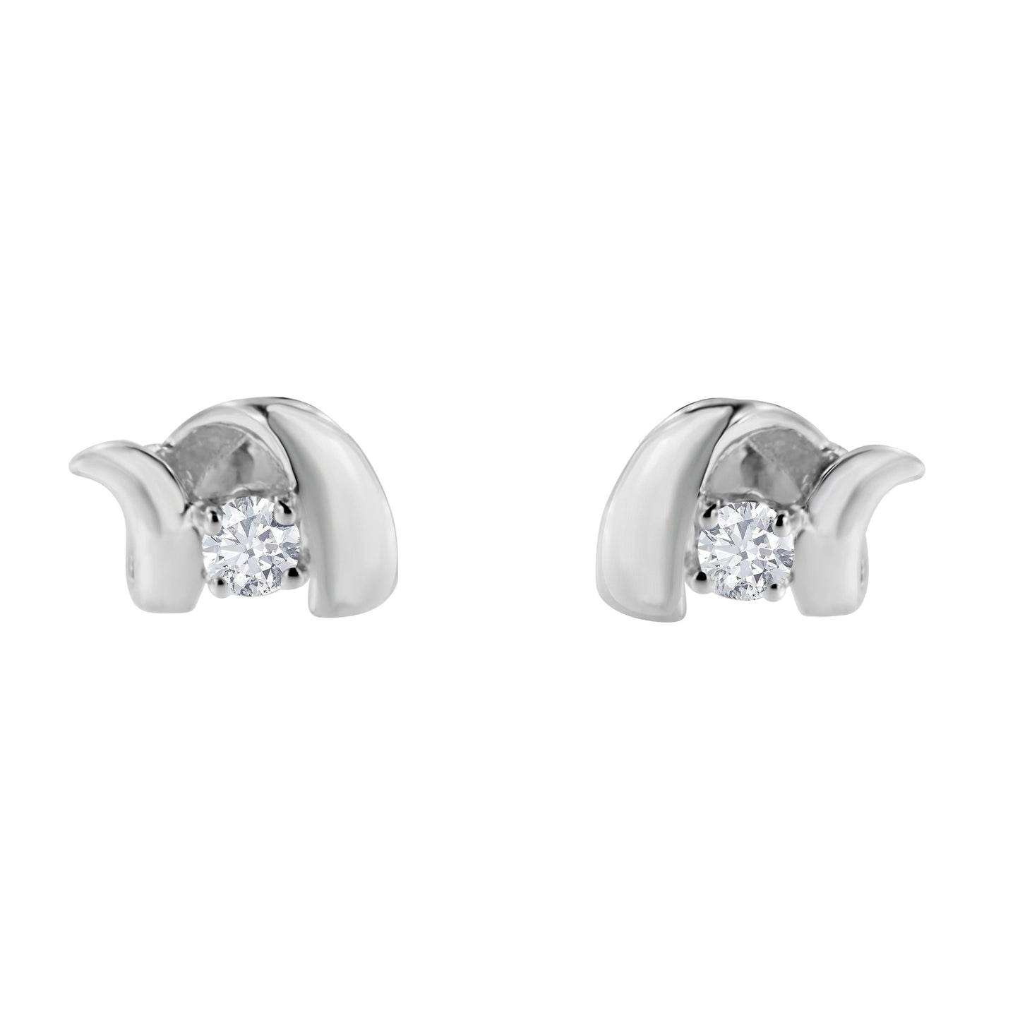 .925 Sterling Silver Round Cut Diamond Stud Earrings