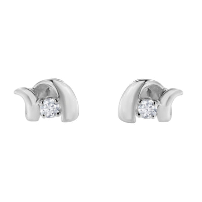 .925 Sterling Silver Round Cut Diamond Stud Earrings