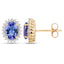 Boucles d'oreilles en tanzanite véritable de 1,71 carat et diamants blancs en or jaune 14K