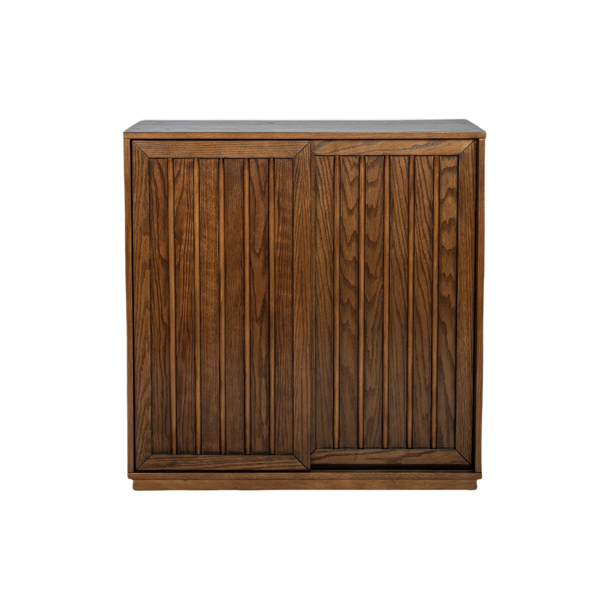 Medieval side panel with 2 sliding doors and solid wood decorative strips, storage cabinet - Korvel