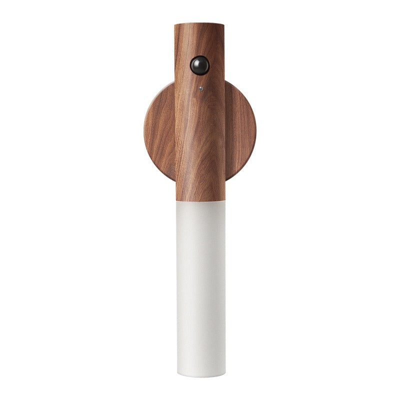 Wood Wireless USB LED Night Light Wall Lamp Rechargeable Sensor Motion Night Light - Korvel