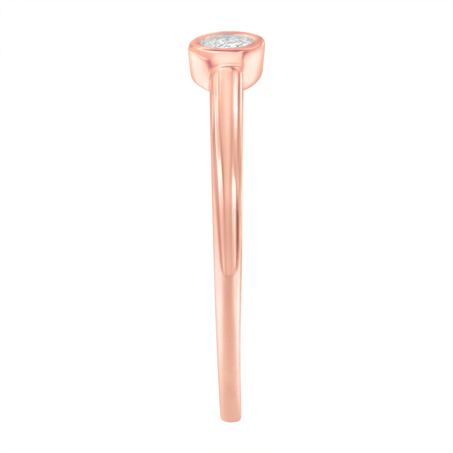 Anillo de Diamante de Plata Esterlina Baño de Oro Rosa de 14K - Talla 6
