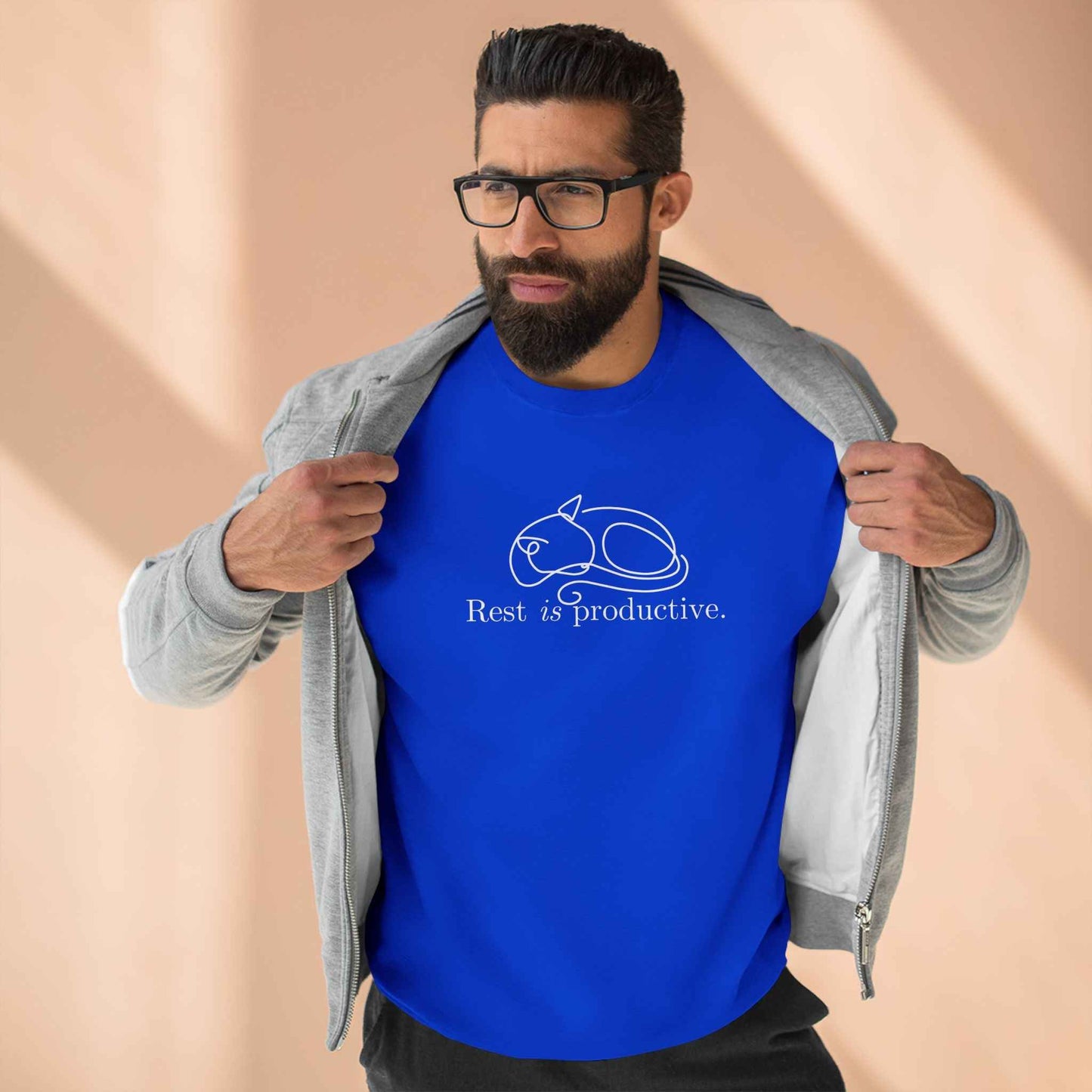 Sudadera Minimalista de Gato 'Descansar es Productivo'
