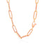 Collar de cadena de papel clip ancho de oro rosa de 14K