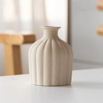 Rustic Frosted Ceramic Vase in Retro Pastoral Style