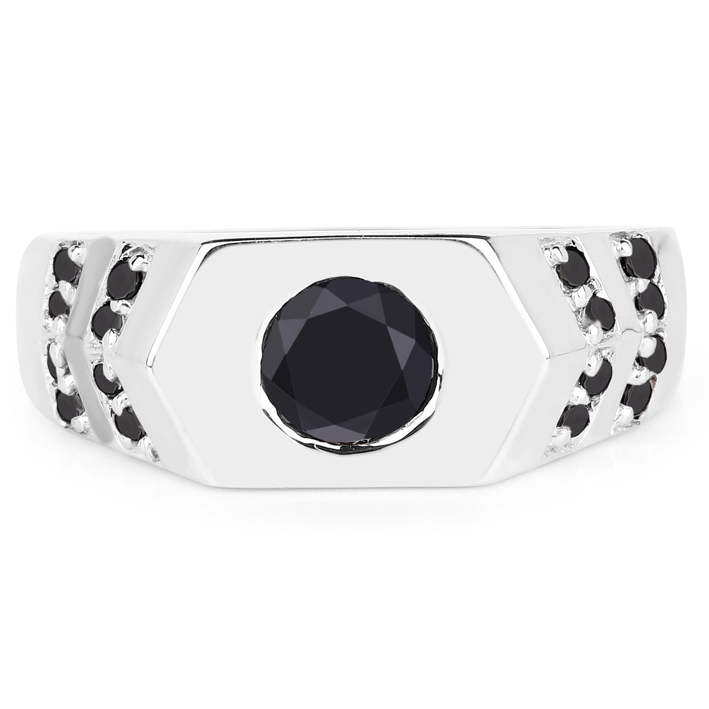 1.53 Carat Genuine Black Diamond Sterling Silver Engagement Ring
