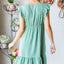 Elegant Short Sleeve V Neck Ruffled Hem Dress