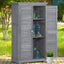 Wooden Garden Shed 3-tier Patio Storage Cabinet Outdoor Organizer Wooden Lockers with Fir Wood (Gray Wood Color -Shutter Design) - Korvel