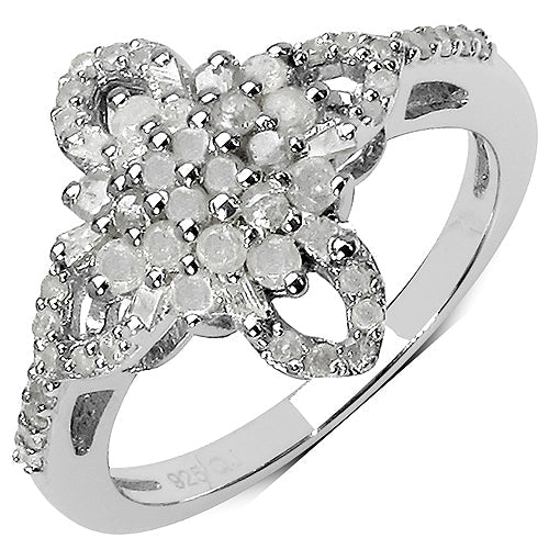 Bague en Argent Sterling avec Diamant Naturel de 0,63 Carat et Diamant Jaune