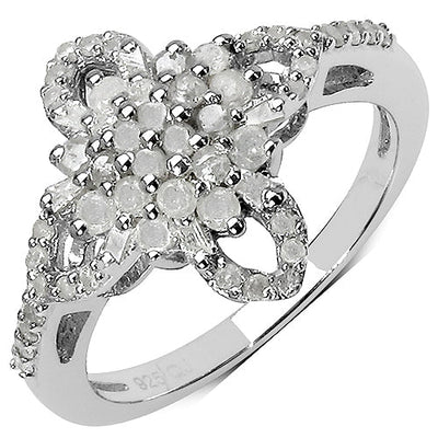 Bague en Argent Sterling avec Diamant Naturel de 0,63 Carat et Diamant Jaune