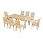 TOPMAX expandable 84 inch dining table set with 24 inch detachable leaves, 6 armless chairs and 2 armchairs  9 pieces natural - Korvel