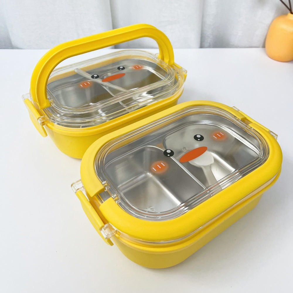 ins style high value cute large capacity compartment lunch box lunch box foldable handle lunch box - Korvel