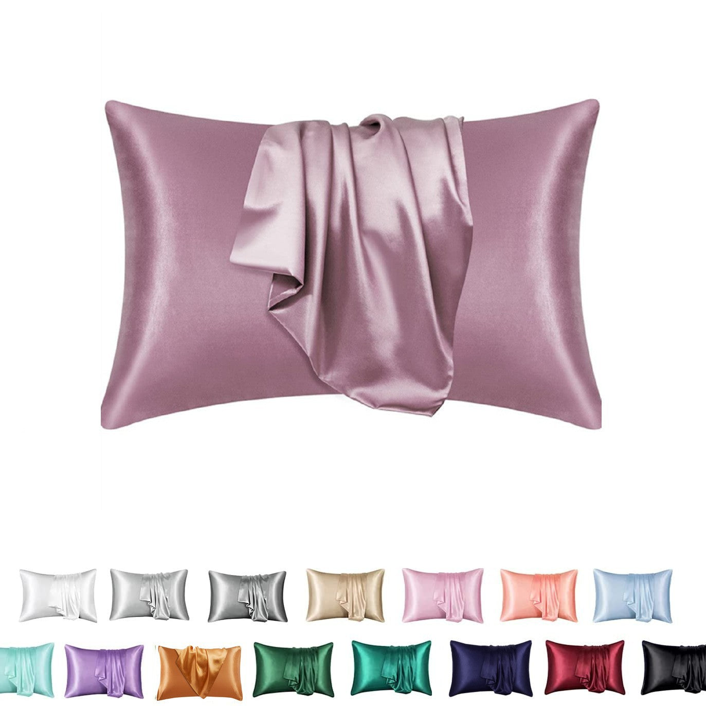 Simulation silk solid color polyester pillowcase envelope pillow pillow cases pillow pair multi-color - Korvel