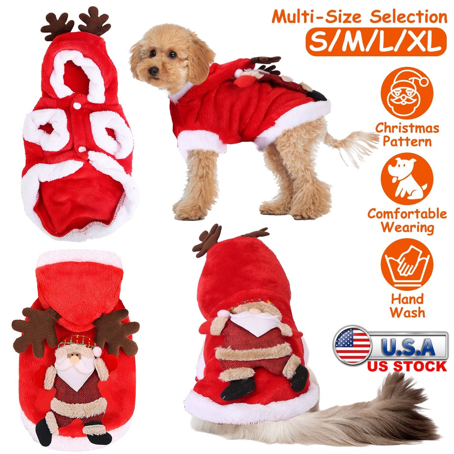 Costume de Père Noël pour animaux de compagnie GBruno pour Noël