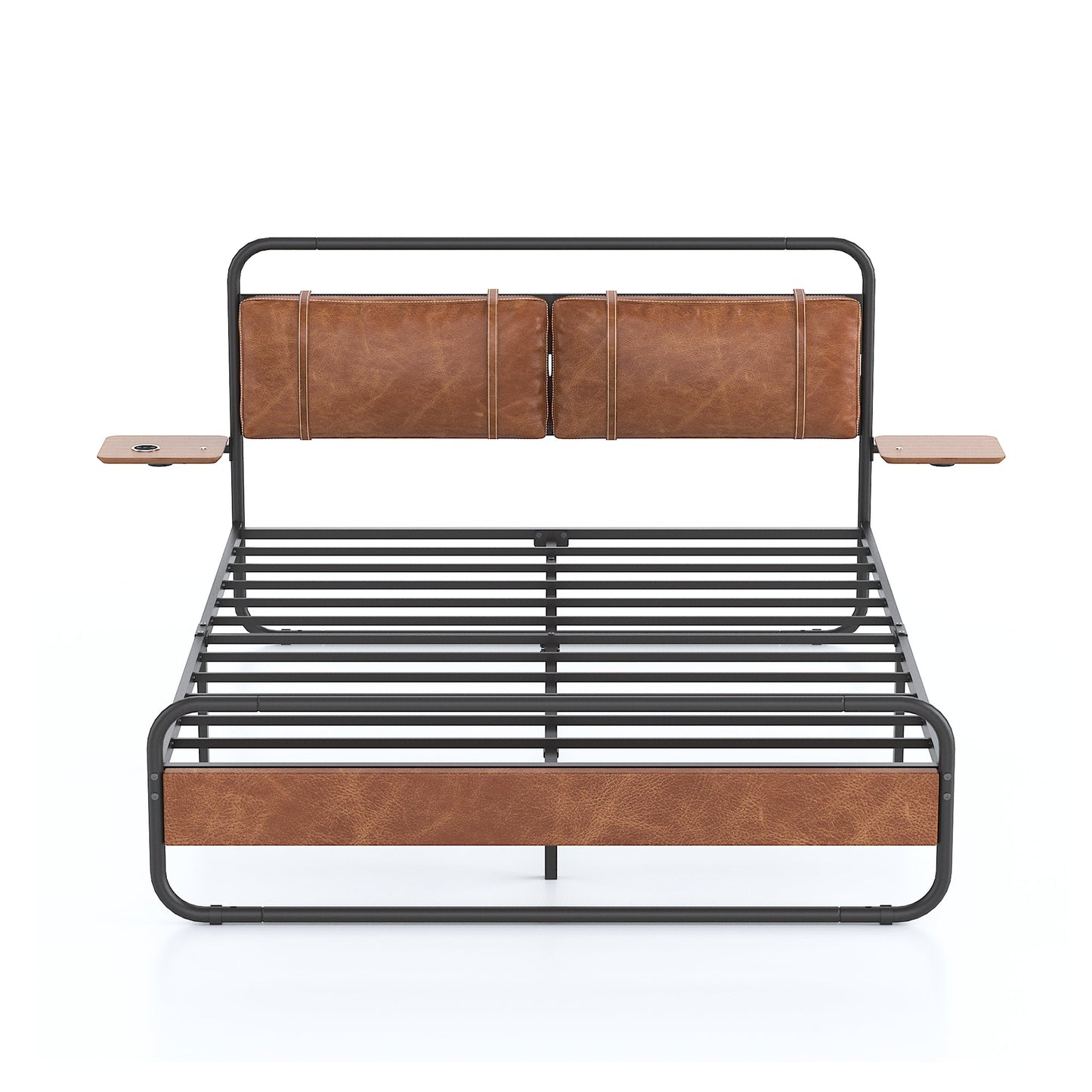 King Size Metal Bed Frame with Upholstered Headboard