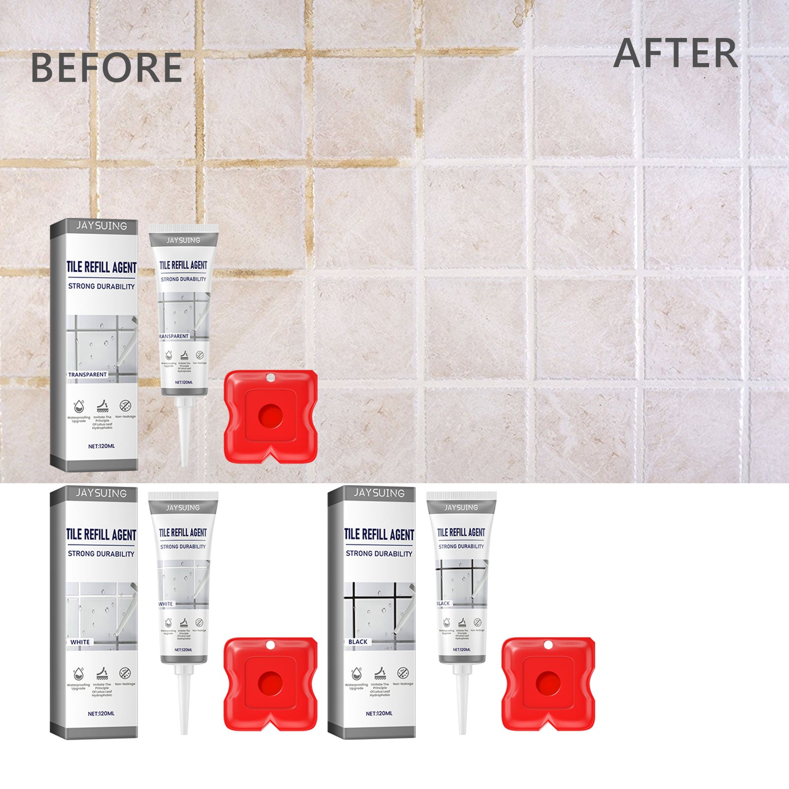 Tile Refill Agent, Kitchen Bathroom Waterproof Floor Mildew Proof Joint Tile Tip Sealant - Korvel