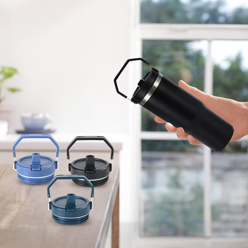 Reusable 30oz Straw Lid - BPA-free, flip cover, dishwasher safe, leak/spill-proof. Stanley tumbler accessory. - Korvel